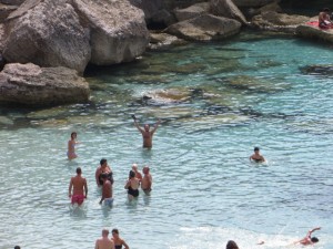 I climbed up some rocks and took a pic of Ciaky and Consuelo. The water is incredibly clear and crazy cold. Ask Consuelo.