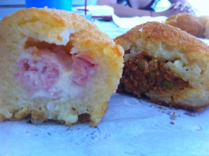 The infamous arancini. I'd tried them in Bologna, but nothing compares to the true Sicilian version.